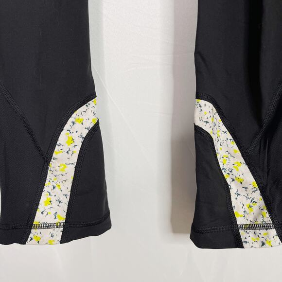 Lululemon Womens Size 4 Run Inspire Crop II Leggings Black Floral Colorblock - Picture 6 of 11